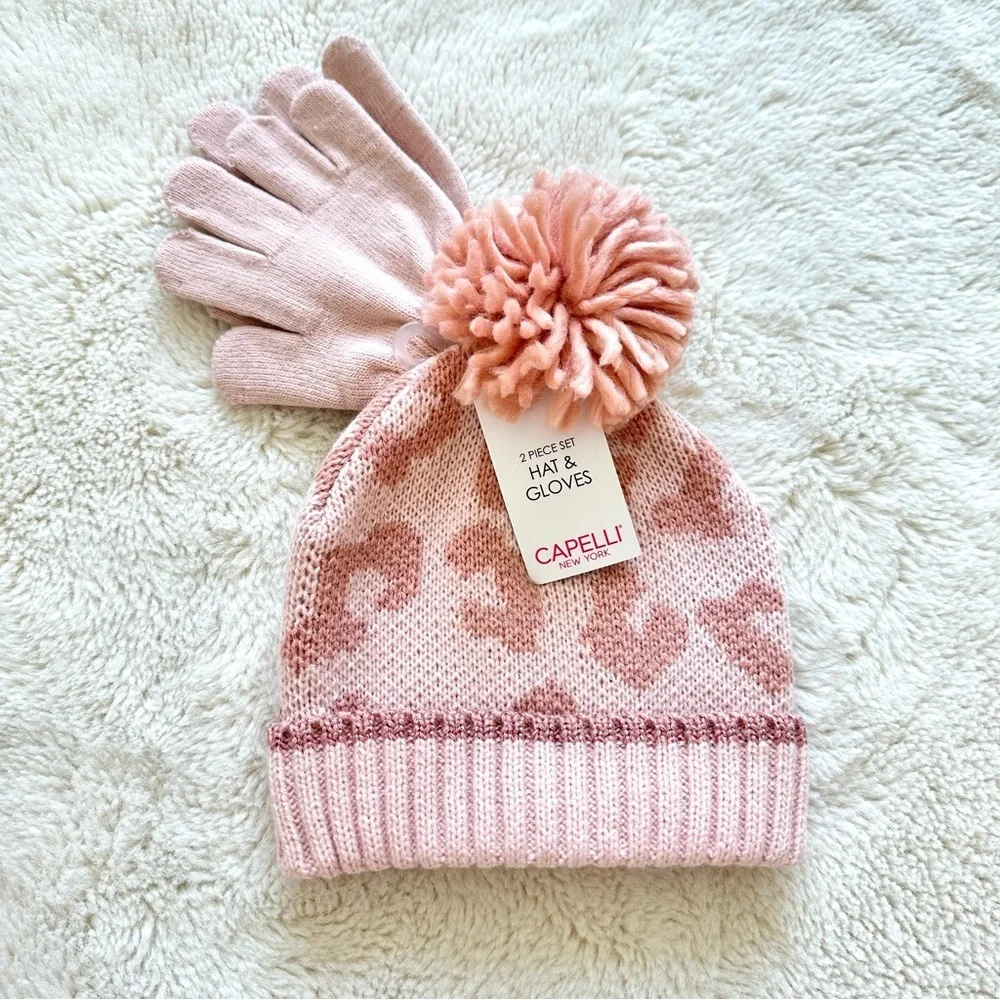 CAPELLI of New York girls two pieces set hat and gloves size 4-6 years NEW!!!